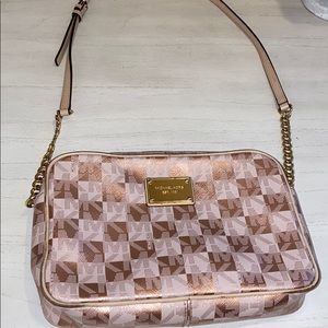 Micheal Kors pink checkered crossbody bag